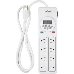 BN-LINK 8 Outlet Surge Protector with 7-Day Digital Timer (s Always On) - White